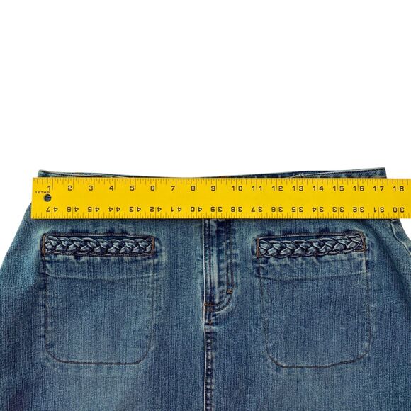 Lee Maxi Jean Skirt Front Slit Blue Denim Cottagecore Modest Prairie Womens 16 - Picture 6 of 8